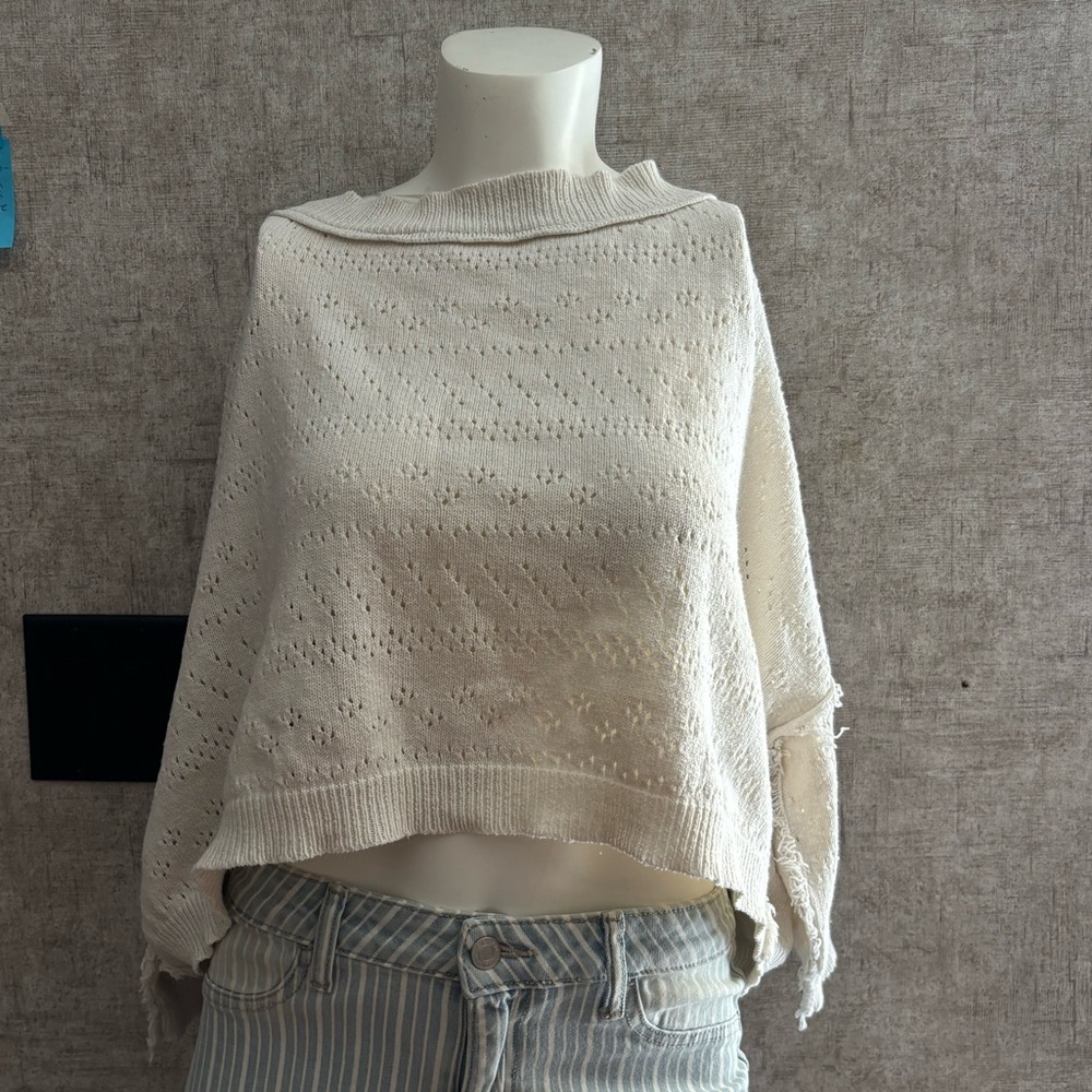 Free People Cream Crew Neck Sweater